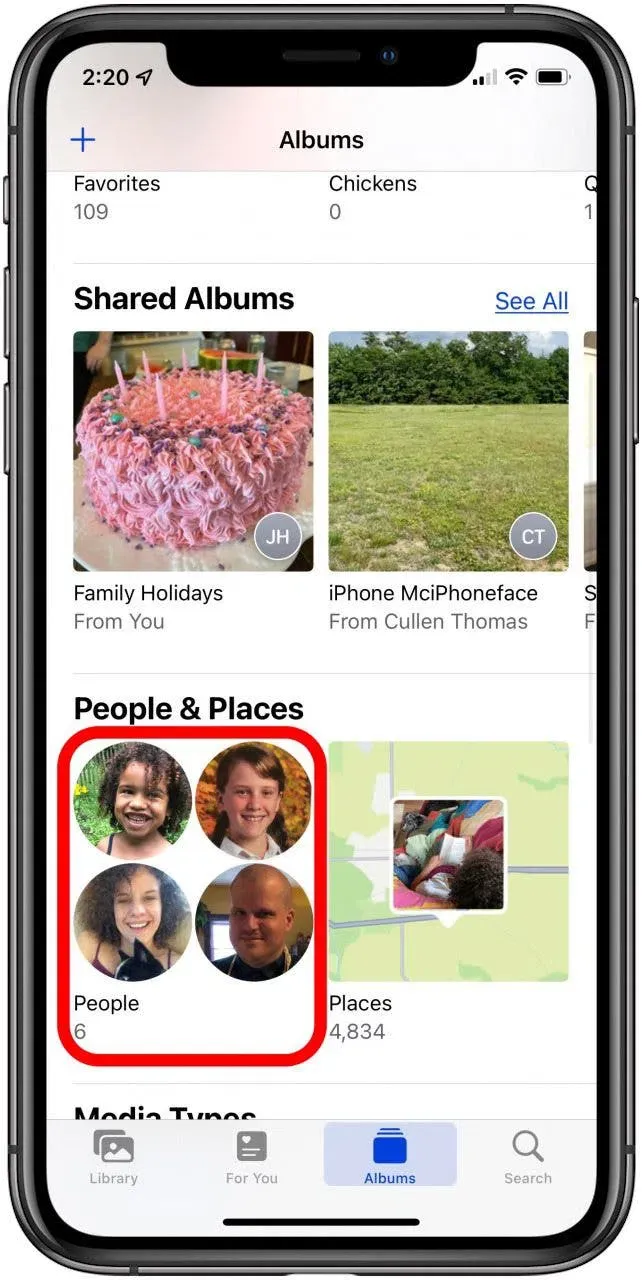 Iphone上でピープルアルバムから写真を隠す方法